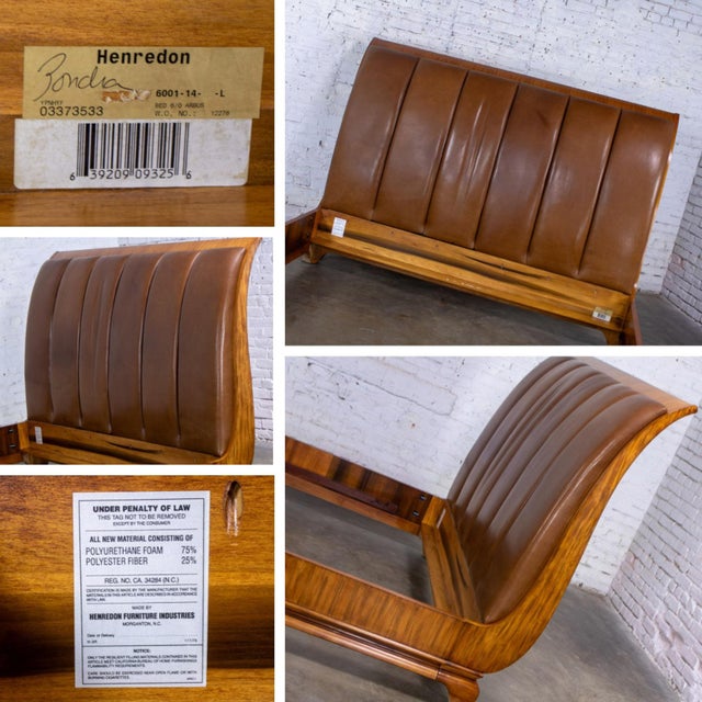 Late 20th Century Neoclassic Revival Arbus King Sleigh Bed W/Leather Upholstered Headboard 6000 Series by Henredon For Sale - Image 16 of 18