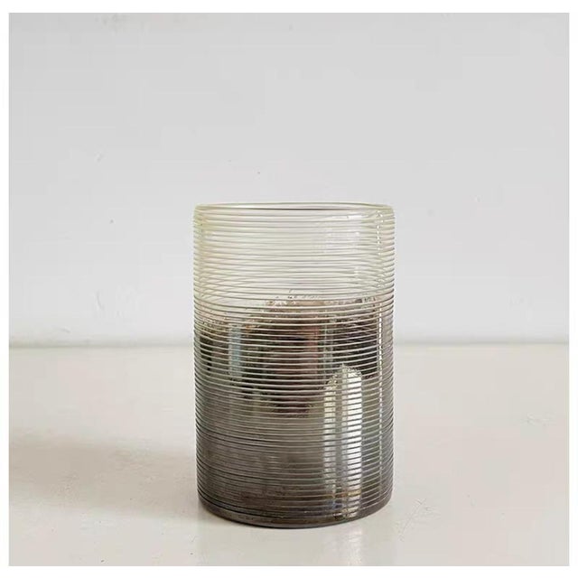1980s Gradual Ribbed Glass Vase For Sale - Image 4 of 5