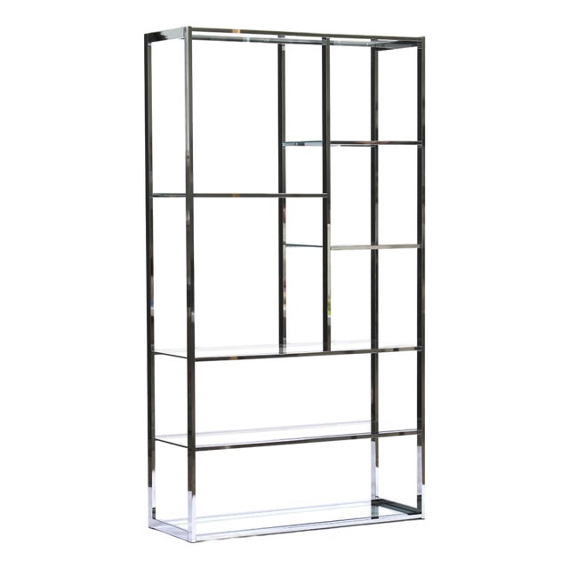 Milo Baughman Style Chrome Etagere For Sale