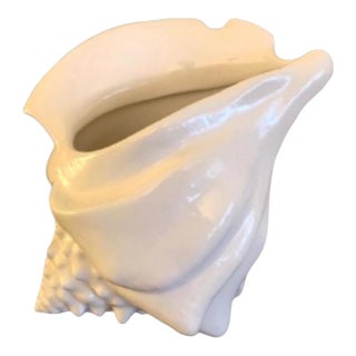 Vintage Regency Stylized Large Conch Shell Vase Sculpture For Sale