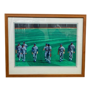 MLB Los Angeles Dodgers Watercolor Artwork, Signed For Sale