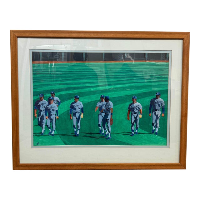 MLB Los Angeles Dodgers Watercolor Artwork, Signed For Sale