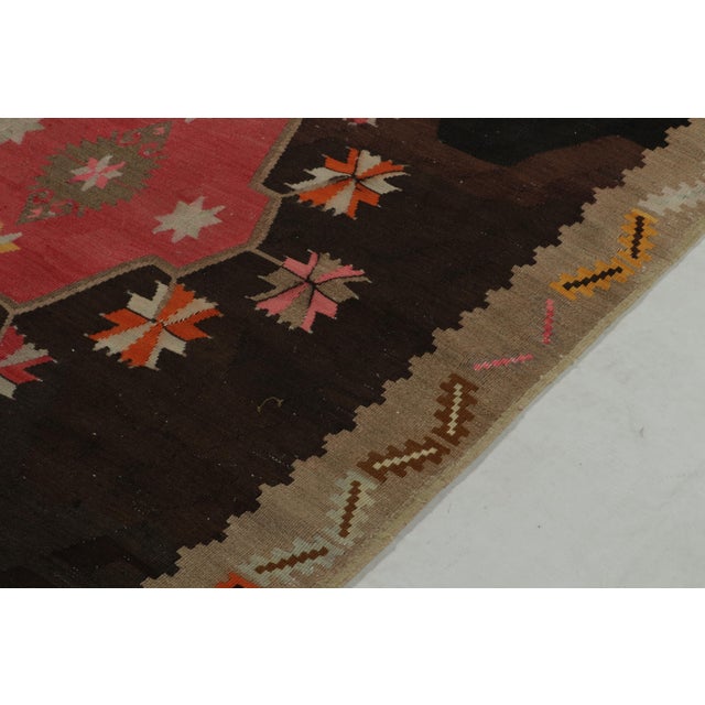 Rug & Kilim Vintage Kurdish Kilim Rug With Pink Medallions on Beige-Brown For Sale - Image 4 of 7