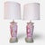 This gorgeous pair of table lamps is in style of French Old Paris design. Each porcelain lamp is in baluster form with...