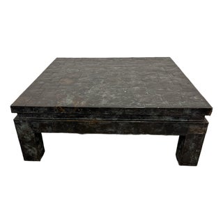 1980s Brutalist Style Oversized Patchwork Copper Coffee Table by Maitland-Smith For Sale