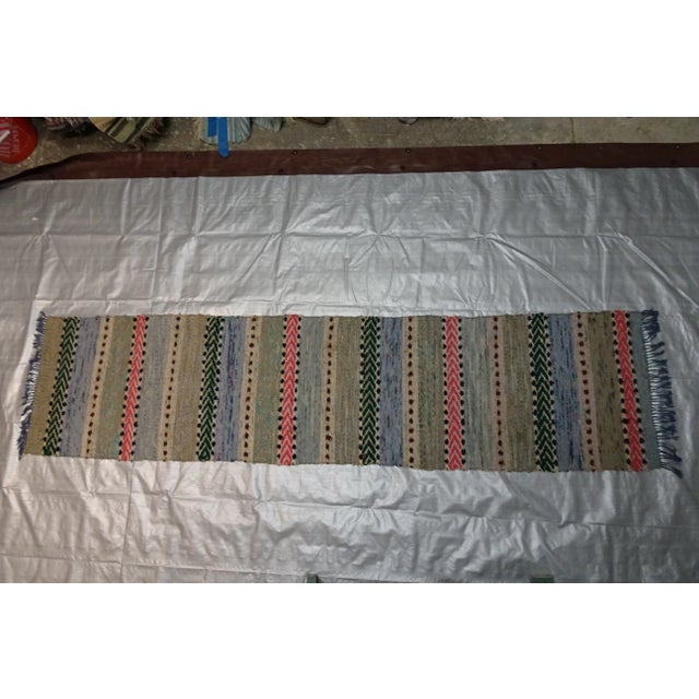 A hand made Swedish rag rug found at a estate auction in Dalarna Sweden.