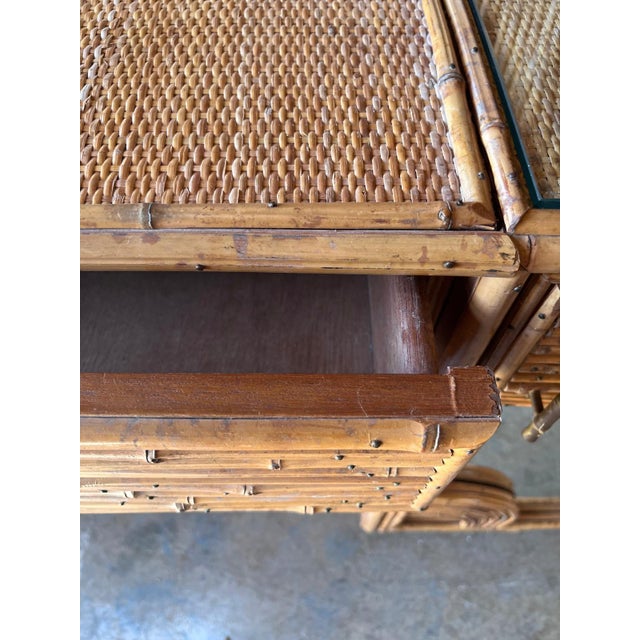 Vintage Bamboo Dressing Table with Bamboo Framed Mirror For Sale - Image 15 of 16