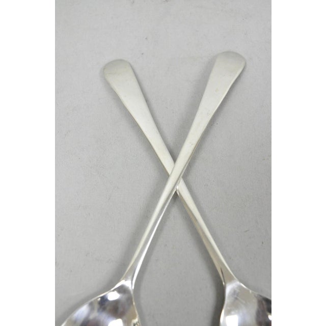 Metal Vintage Sheffield England Modern Silver Plated Salad Serving Set Fork & Spoon For Sale - Image 7 of 10