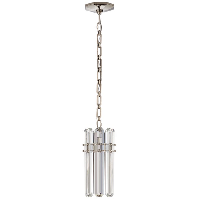 Bonnington Small Pendant in Polished Nickel with Crystal Designer: AERIN Canopy: 6" Octagon Mounting: Chain Shade Detail:...