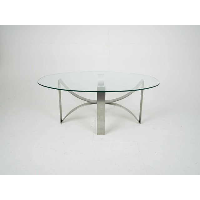 Vintage Coffee Table in Glass and Steel by Jørgen Flemmer, 1986 For Sale - Image 4 of 8