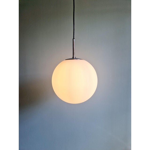 Large Pendant Light in Satin White Opal Glass from Glashütte Limburg, 1970s For Sale - Image 7 of 14