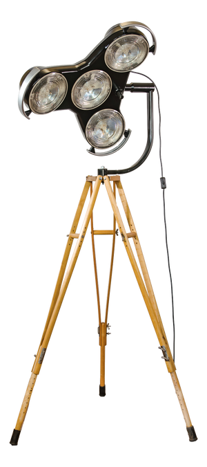 2004 Four-Lens Shadowless Surgical Lamp on Army Crutch Tripod from Heraeus Hanaulux, 1990s
