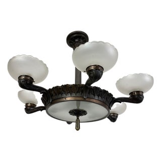 Secession Bronze Chandelier, 1920s For Sale