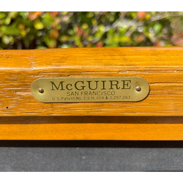 McGuire Vintage Rattan Ottomans/Footstools, a Set of 2 With Tommy Bahama Upholstery For Sale In San Diego - Image 6 of 9