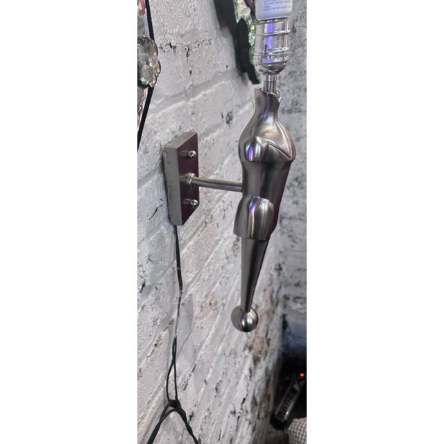 Mid Century Modern Metal Gentleman's Clothier Mannequin Torso Wall Sconces - Pair For Sale In Chicago - Image 6 of 7