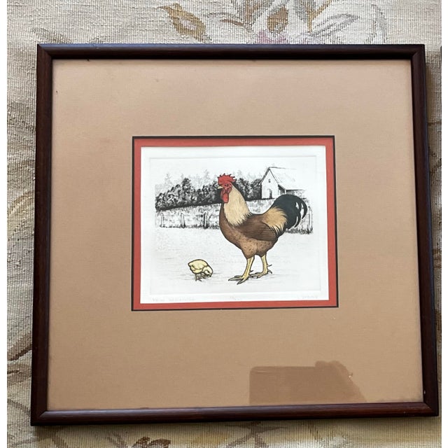 Shabby Chic Vintage Original Hand Tinted Etchings by Lucius DuBose, a Pair For Sale - Image 3 of 12