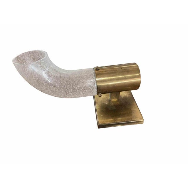 Brass Table Lamp by Aldo Nason for Mazzega 1970s. Murano "Pulegoso" Glass and Brass. cm. 30x15x8. Good conditions. This...