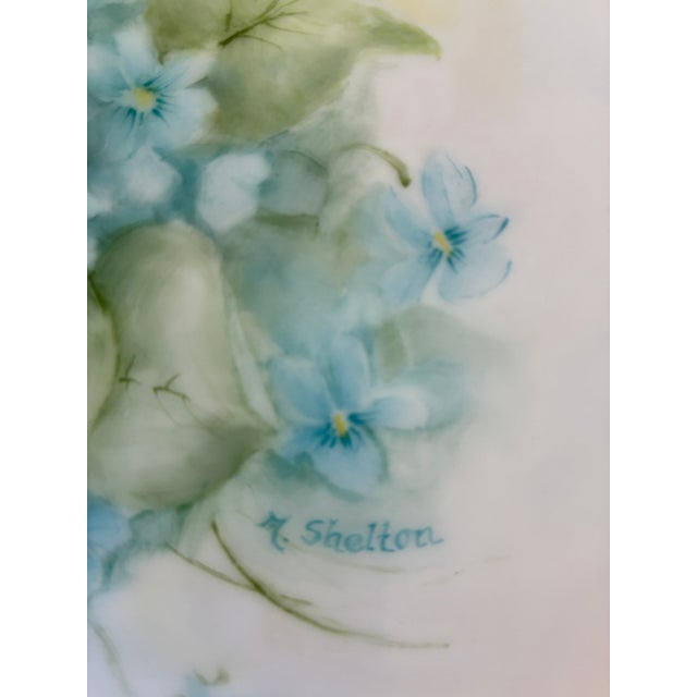 Ceramic Vintage Hand-Painted Floral Plates Signed by Artist – Set of 2 For Sale - Image 7 of 12