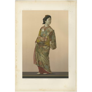 Japanese Lady Dressed in Kimono, 1884, Paper For Sale