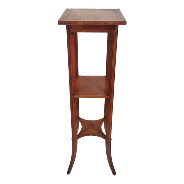 Antique English 19th C Edwardian Satinwood 3 Tier Pedestal Plant Stand Maple Co For Sale