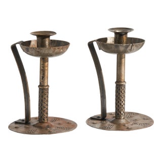 Antique Goberg Arts and Crafts Era Candlesticks by Hugo Berger For Sale