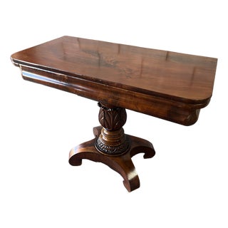 19th Century American Empire Figured Mahogany Folding Console Table / Game Table For Sale