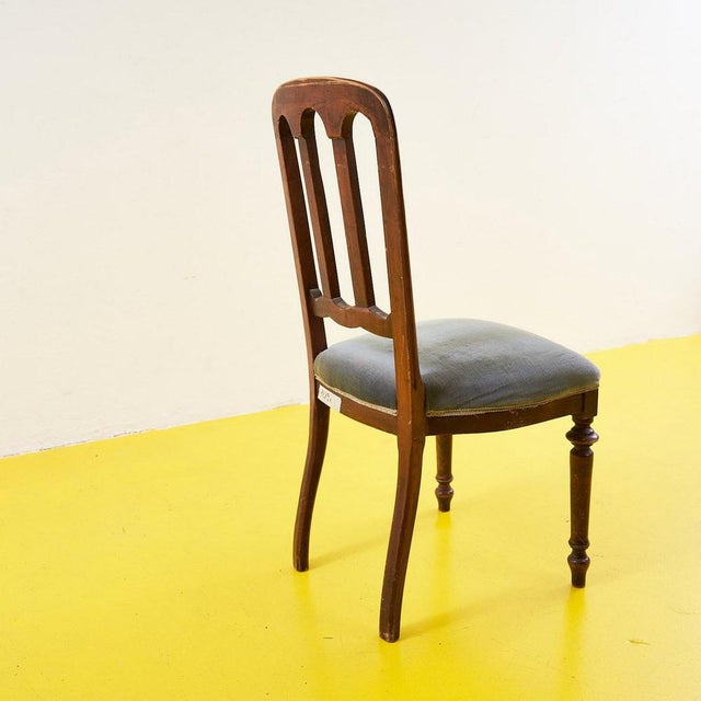 Vintage Wooden and Velvet Chair For Sale - Image 6 of 9