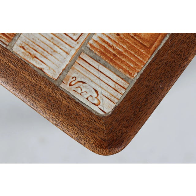 Danish Modern Mahogany Tile-Top Table by Chr. Rasmussen for Randers, Denmark, 1950s For Sale - Image 6 of 8