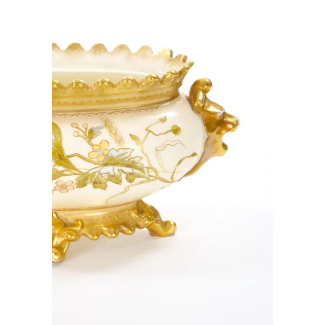 Hand Painted & Gilt Decorated Floral / Foliate Design German Centerpiece For Sale - Image 4 of 10