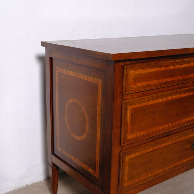 Antique Louis XVI Style Inlaid Chest of Drawers, Italy, 20th Century For Sale - Image 4 of 16