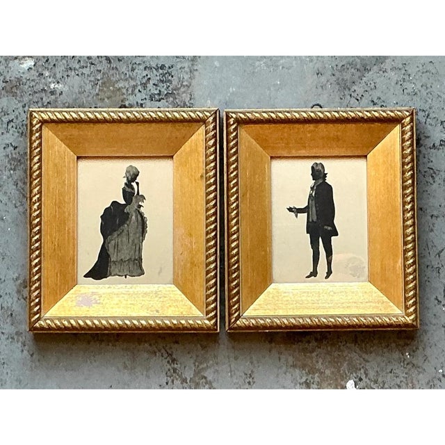 Vintage Silhouette Portraits in Gold Frames - Pair For Sale In West Palm - Image 6 of 12