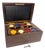 Signed Antique 19th Century Gaming Poker Wood Brass Box Travel Set Clay Chips For Sale