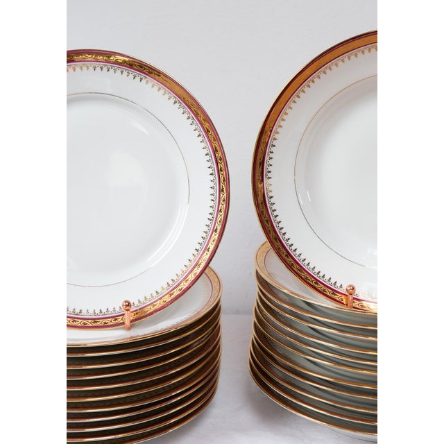 Flat and Deep Porcelain Plates for 12 from Limoges, 1960s, Set of 25 For Sale - Image 4 of 8