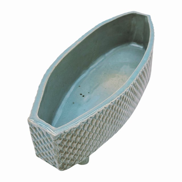 Japanese California Studio Pottery Ikebana Vessel by Irene Jenkins – Footed Rectangular Form For Sale - Image 3 of 10