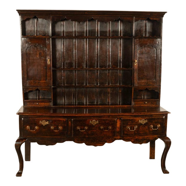Antique All Period Georgian Queen Anne Carved Oak Welsh Dresser Plate Rack 1750 For Sale