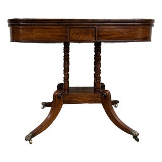 Antique English Regency Pedestal Flip and Swivel Top Game Table Card Table For Sale