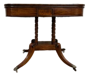Antique English Regency Pedestal Flip and Swivel Top Game Table Card Table