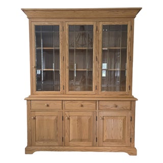 Hunt Country Oak Hutch & Buffet Cabinet For Sale