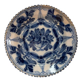 18th Century Ribbed Edge Cobalt Blue Delft Tin GLaze For Sale