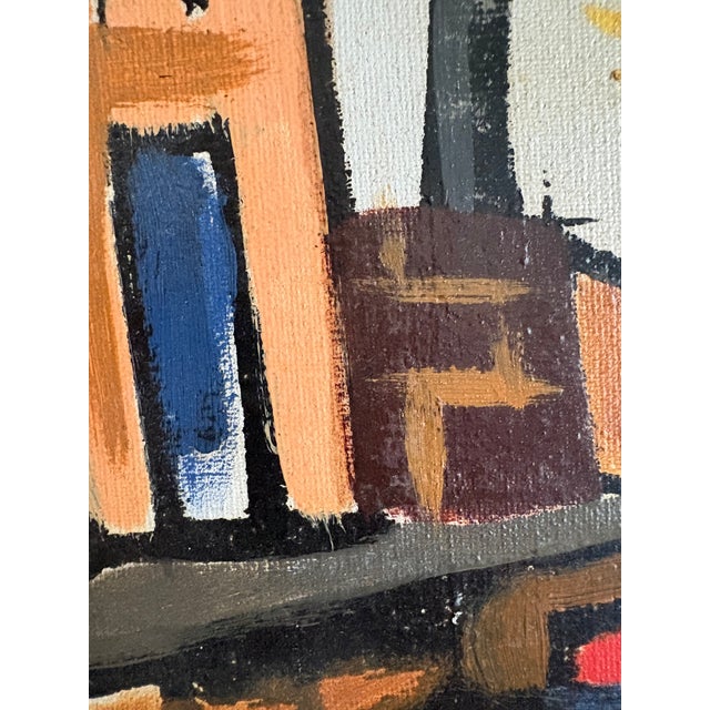 Mid-Century Oil Painting - French Expressioism For Sale - Image 4 of 9