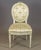 French A Single French Louis XV Style Side Chair or Desk Chair Painted White With Green Accents. Floral Pattern Silk or Satin Upholstery 1930s For Sale - Image 3 of 7