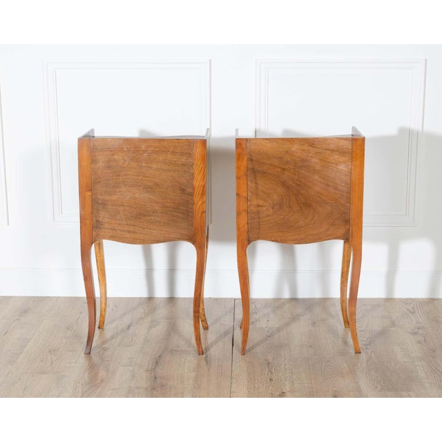 Mid-20th Century Pair of Louis XV Style Cherry Bedside Tables with Drawer and Niche For Sale - Image 9 of 14