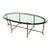 1970s Hollywood Regency Mastercraft Brass Hoof Feet Coffee Table Racetrack Glass Top For Sale