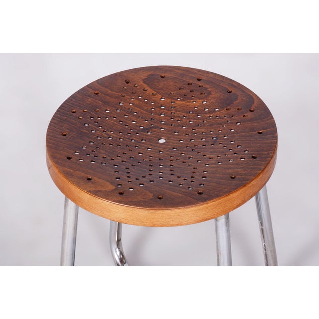 Bauhaus Stools in Chromed Steel, Beech and Plywood, Germany, 1930s, Set of 2 For Sale - Image 4 of 12