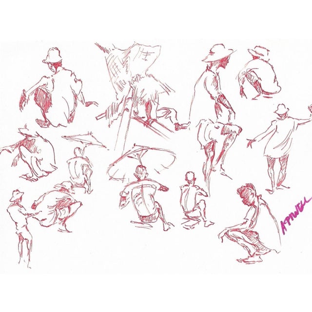 Drawing by English artist Ivy Attwell (1895-1985). Attwell traveled extensively all over the world and recorded her...
