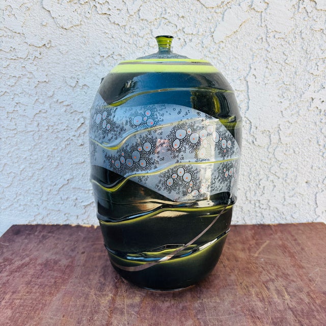 A substantial, signed studio pottery lidded jar by American ceramic artist Adrian Sandstrom. This large, hand-thrown...