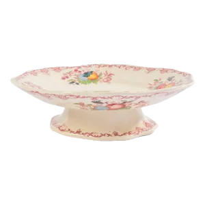 Vintage Mason's Ironstone Pedestal Dessert Compote - Fruit Basket Pattern