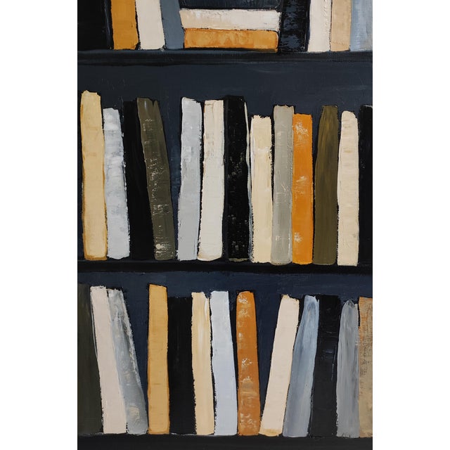 2020s Chronique De L'esprit, Abstract Bookshelf Painting in Neutral Tones, Framed in Black, Contemporary, Framed by Sophie Dumont For Sale - Image 5 of 10