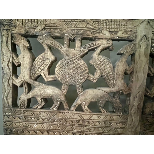 Wood Mid 20th Century Large West African Carved Wood Screen For Sale - Image 7 of 11