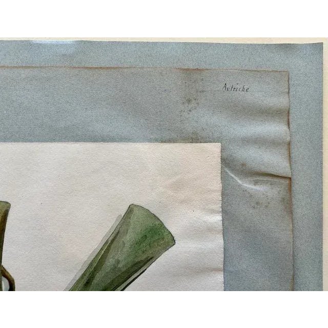 Antique Austrian Museum Watercolor c.1900 Bronze Age Tools Scientific Art For Sale In Reno/Lake Tahoe - Image 6 of 9